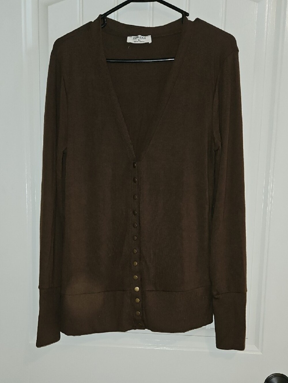 Zenana Brown Snap-Front Open Cardigan - Picture 3 of 6